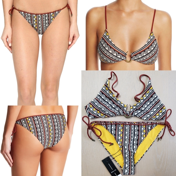 Dolce Vita Other - Dolce Vita 2 piece Tribal Trance Henna Matching Bikini Set Rope Tie Side Aztec